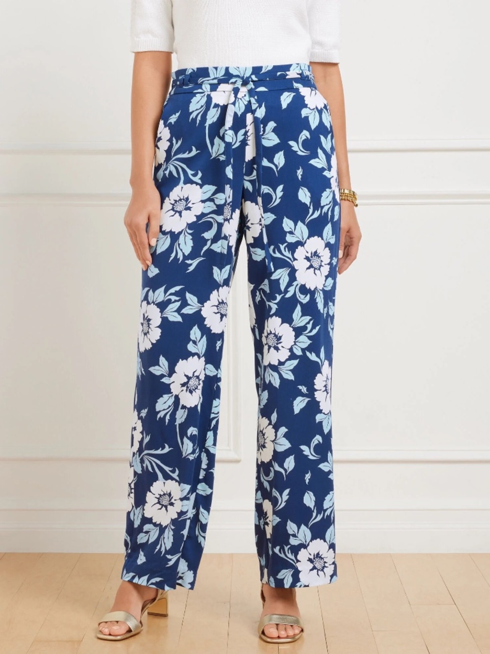 NWT 2X TALBOTS WIDE LEG PULL-ON PANTS - DELIGHTFUL FLOWERS